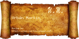 Urbán Martin névjegykártya
